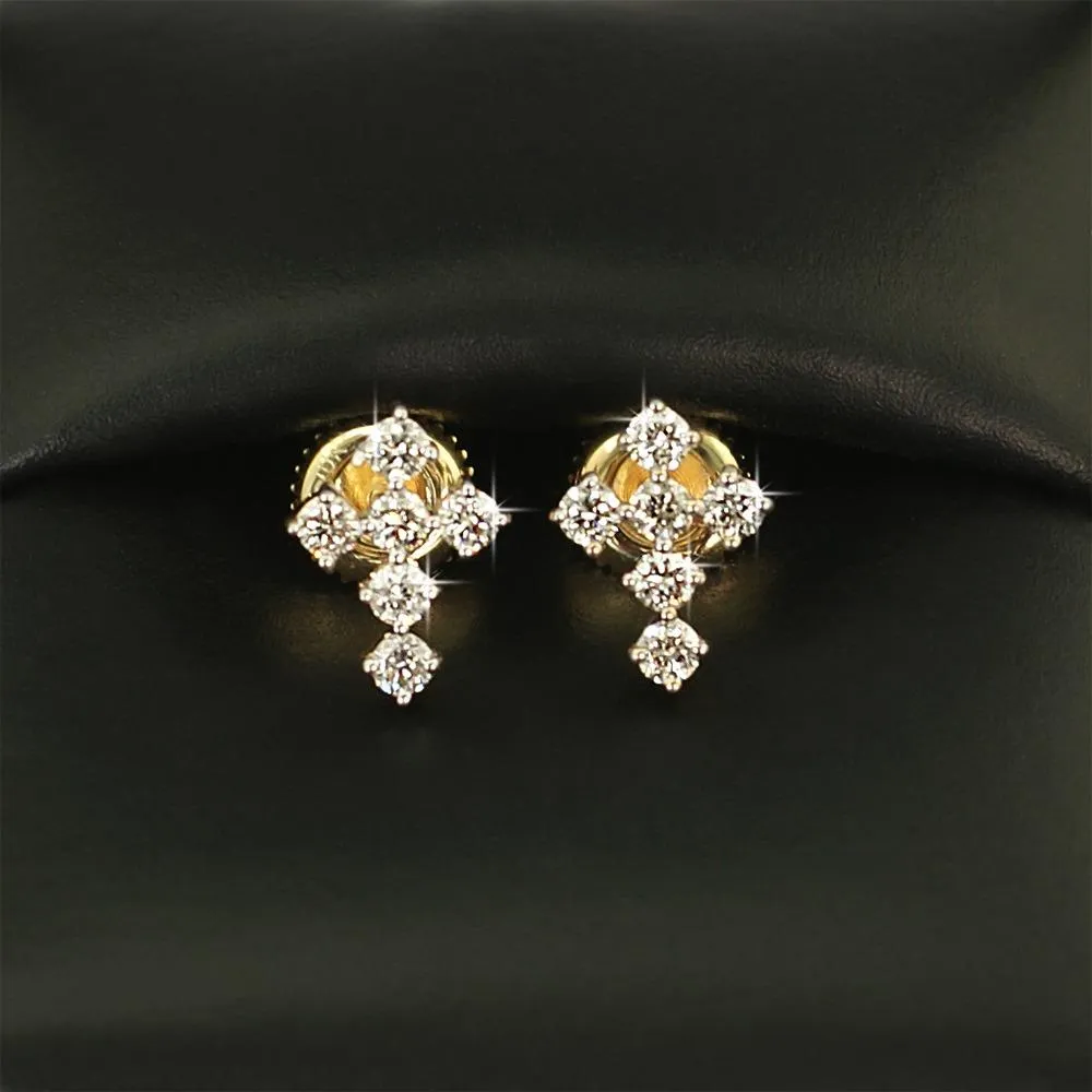 Tennis Cross Diamond Earrings .41cttw 10K Yellow Gold