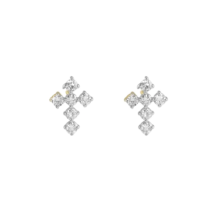 Tennis Cross Diamond Earrings .41cttw 10K Yellow Gold