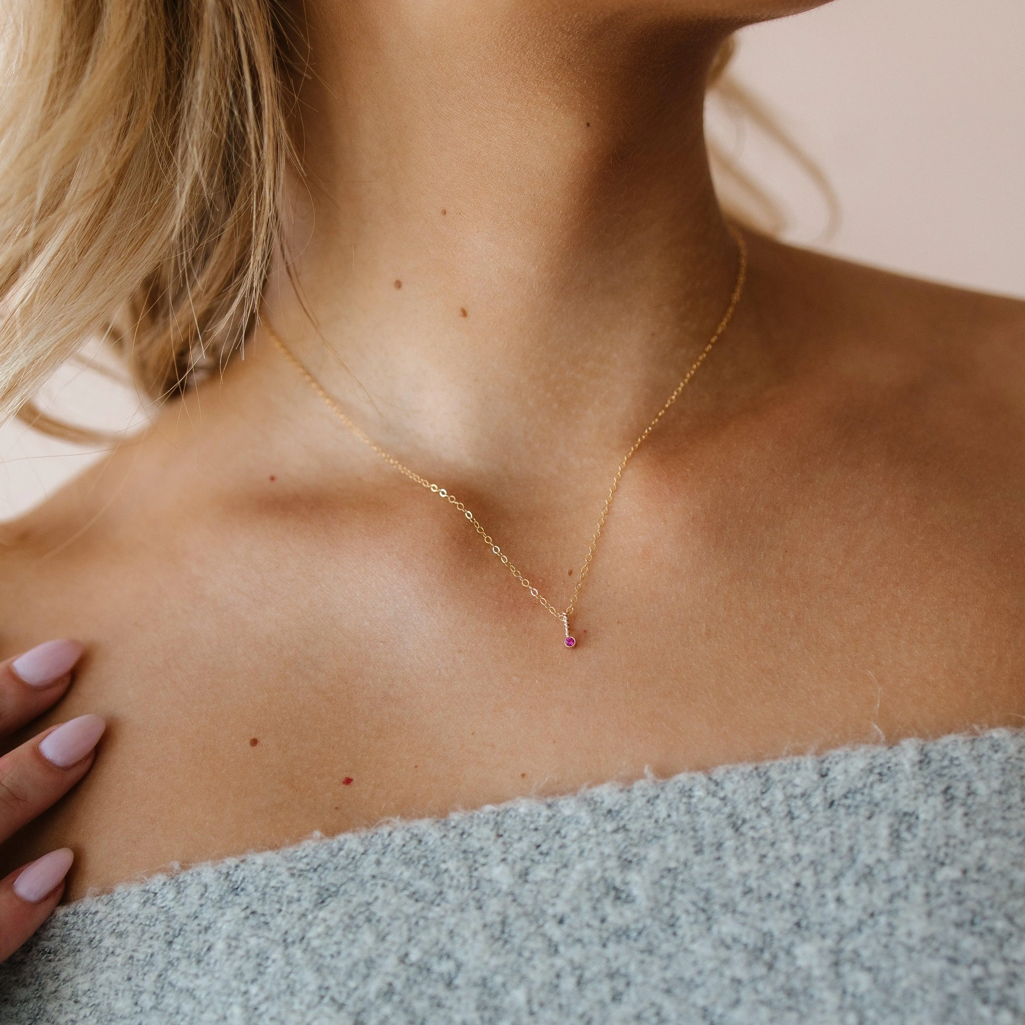 Tiny Lou Charm Necklace • Black Onyx