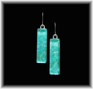 Turquoise Long Rectangle Dangle Earrings