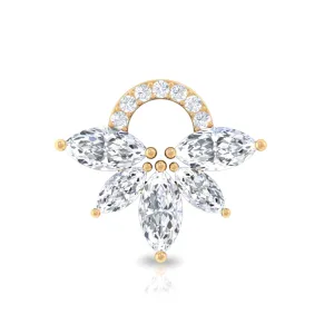 Unique Marquise Moissanite Floral Earring for Helix Piercing