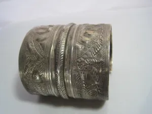 Vintage 800 Silver Siwa Berber Wide Cuff Bracelet