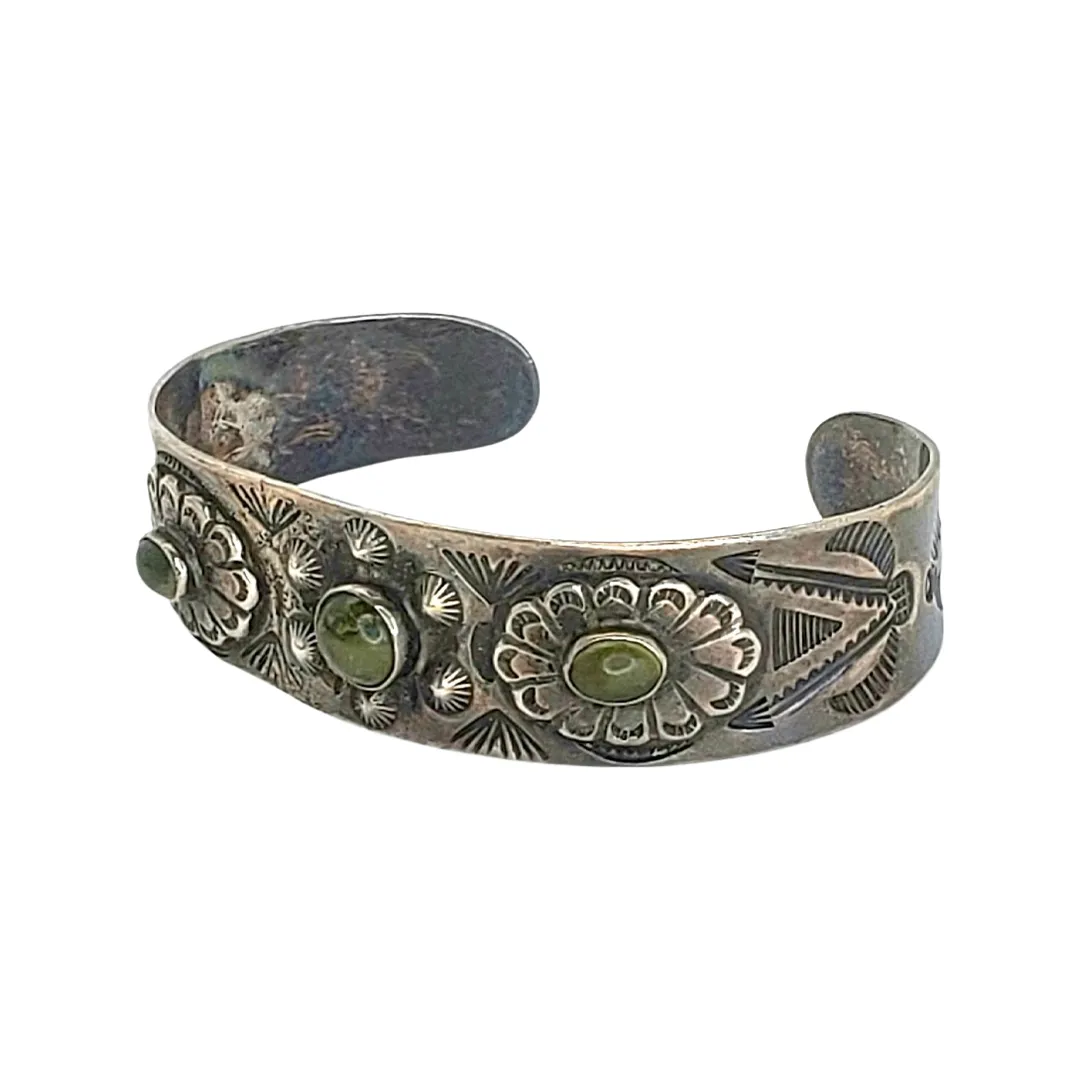 VINTAGE NAVAJO 3 Stone Hand Stamped cuff