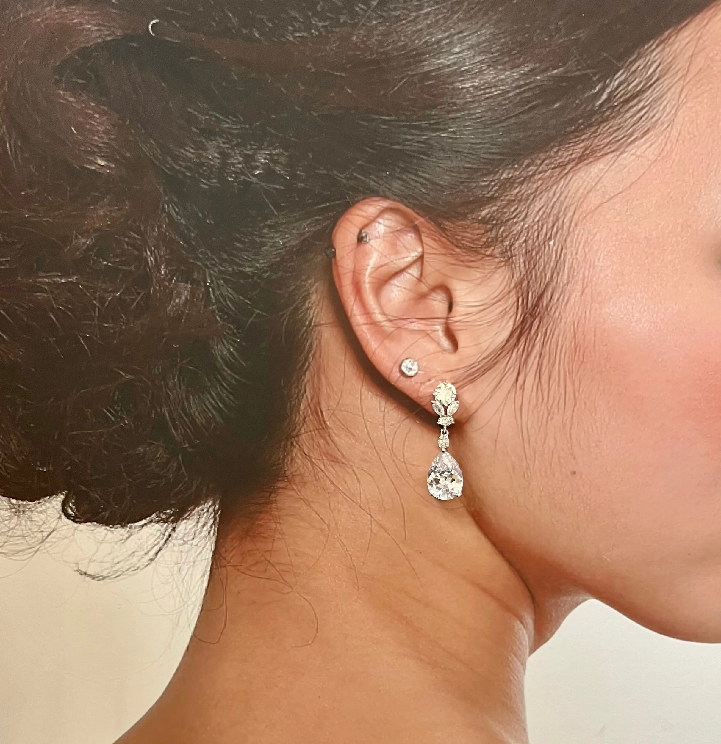 Wedding Earrings, Classic Zirconia Earring for Bride, Quince Earring