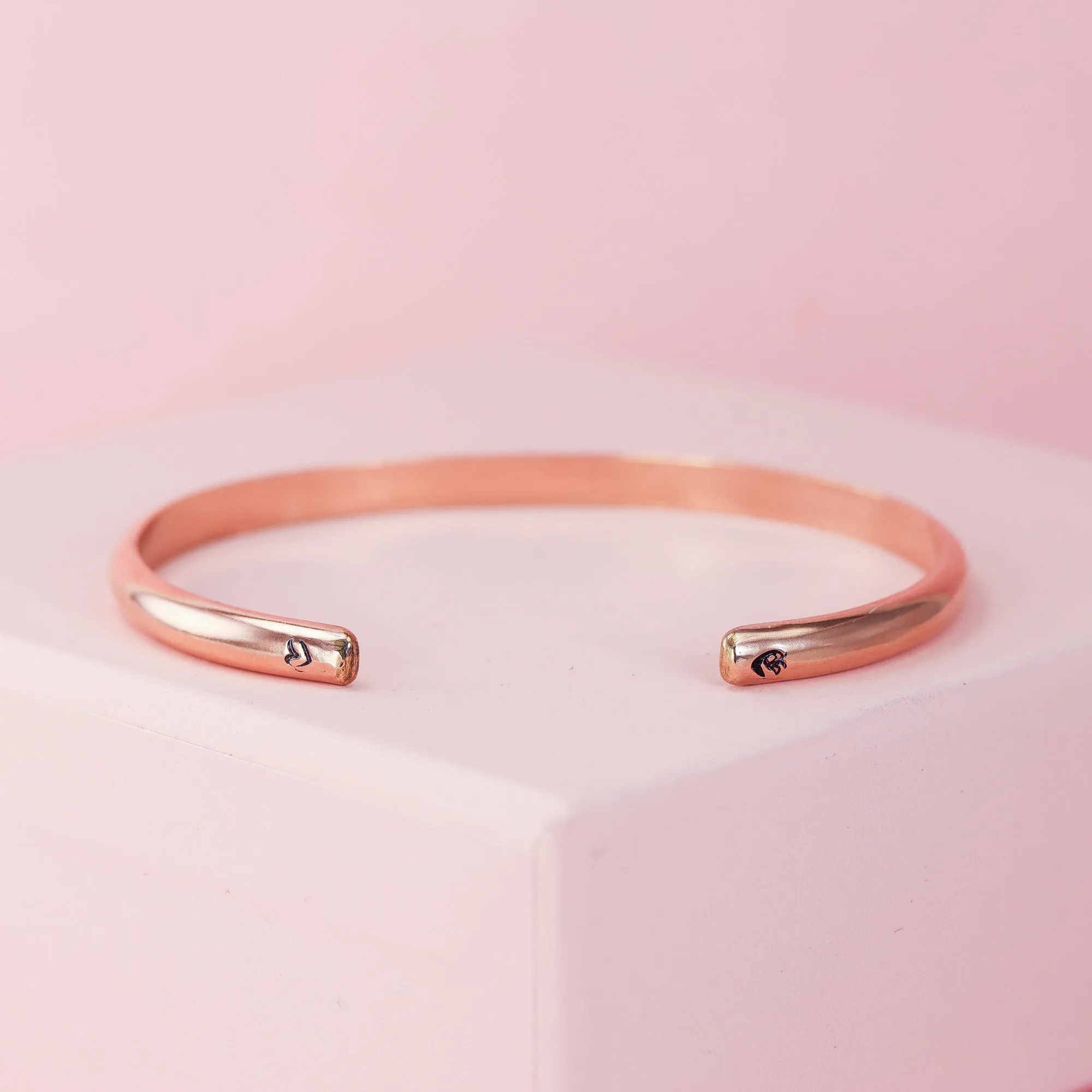 Wide Rose Gold Heart Cuff Bracelet