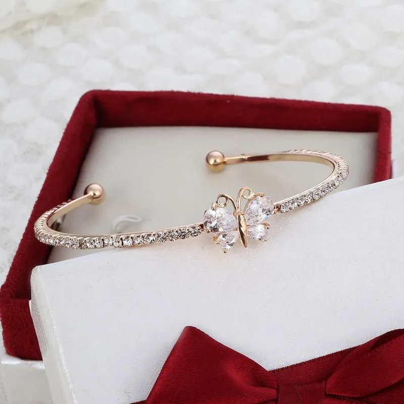 Women Gold Plated Butterfly/Bowknot Design Cuff Bracelet