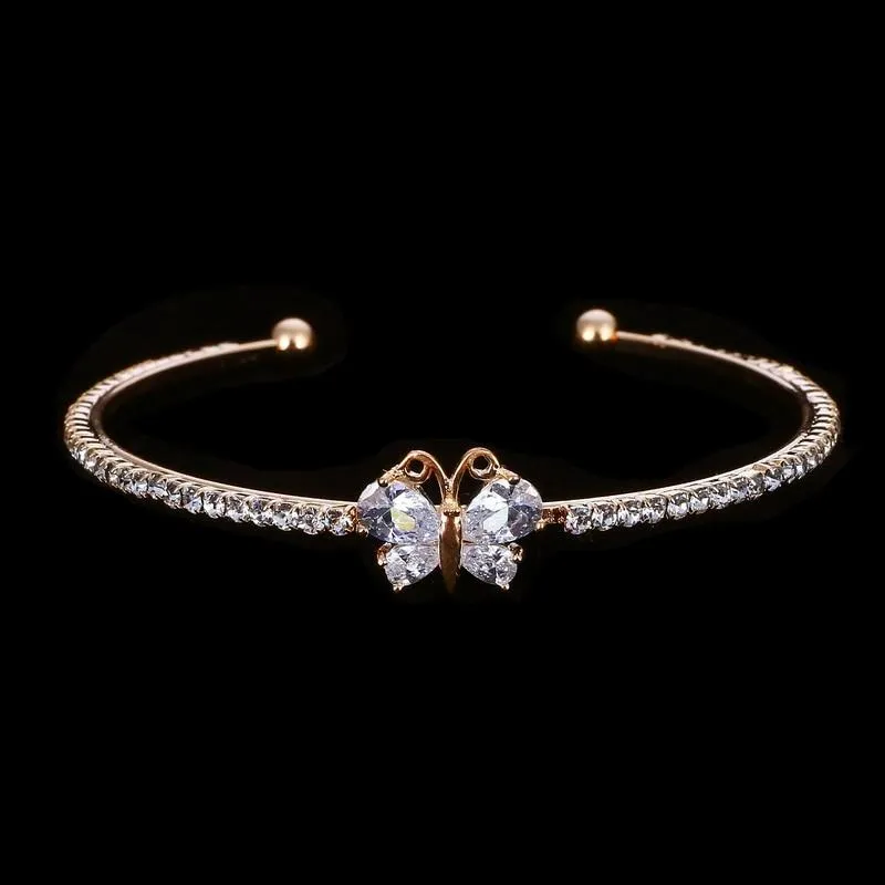 Women Gold Plated Butterfly/Bowknot Design Cuff Bracelet