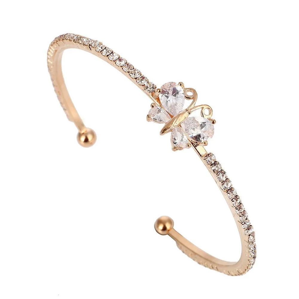 Women Gold Plated Butterfly/Bowknot Design Cuff Bracelet