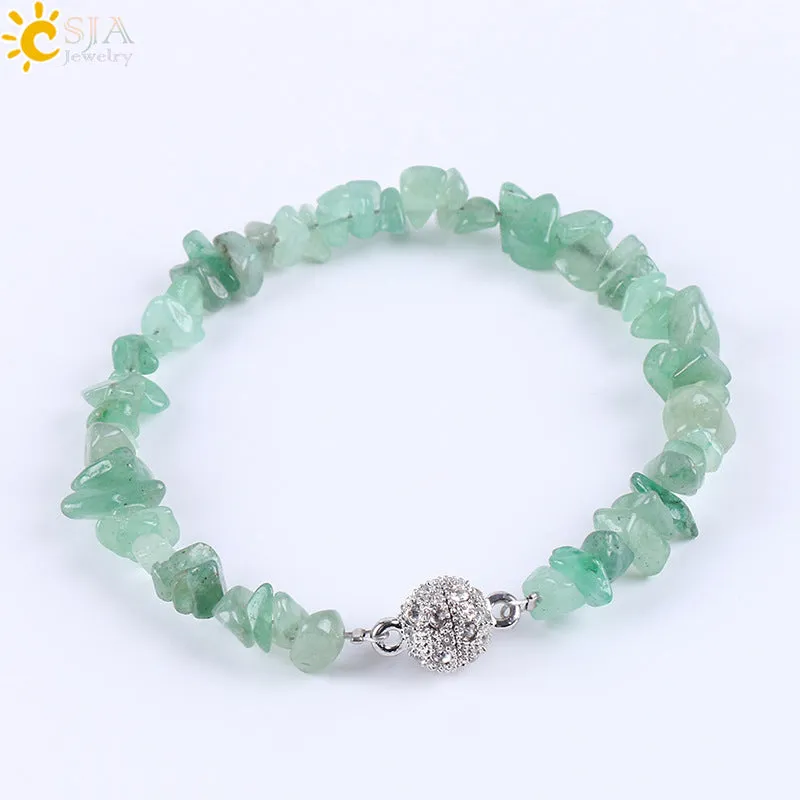 Women's Natural Gravel Bracelet Magnet Zircon Ball Buckle Irregular Energy Semi-precious Stone Bracelet