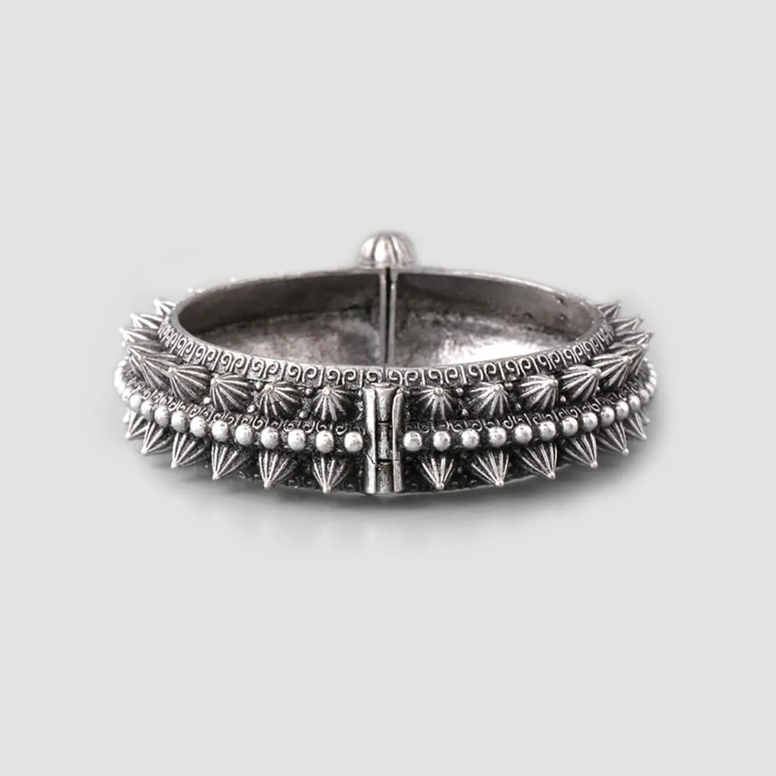 Yellow Chimes Oxidised Bangle for Women Traditional Oxidised Silver Plated Ethnic Design Openable Bangle for Women and Girls