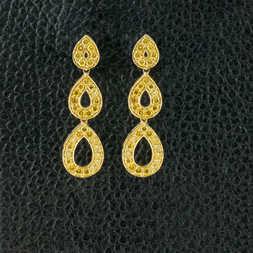 Yellow Diamond Dangle Earrings