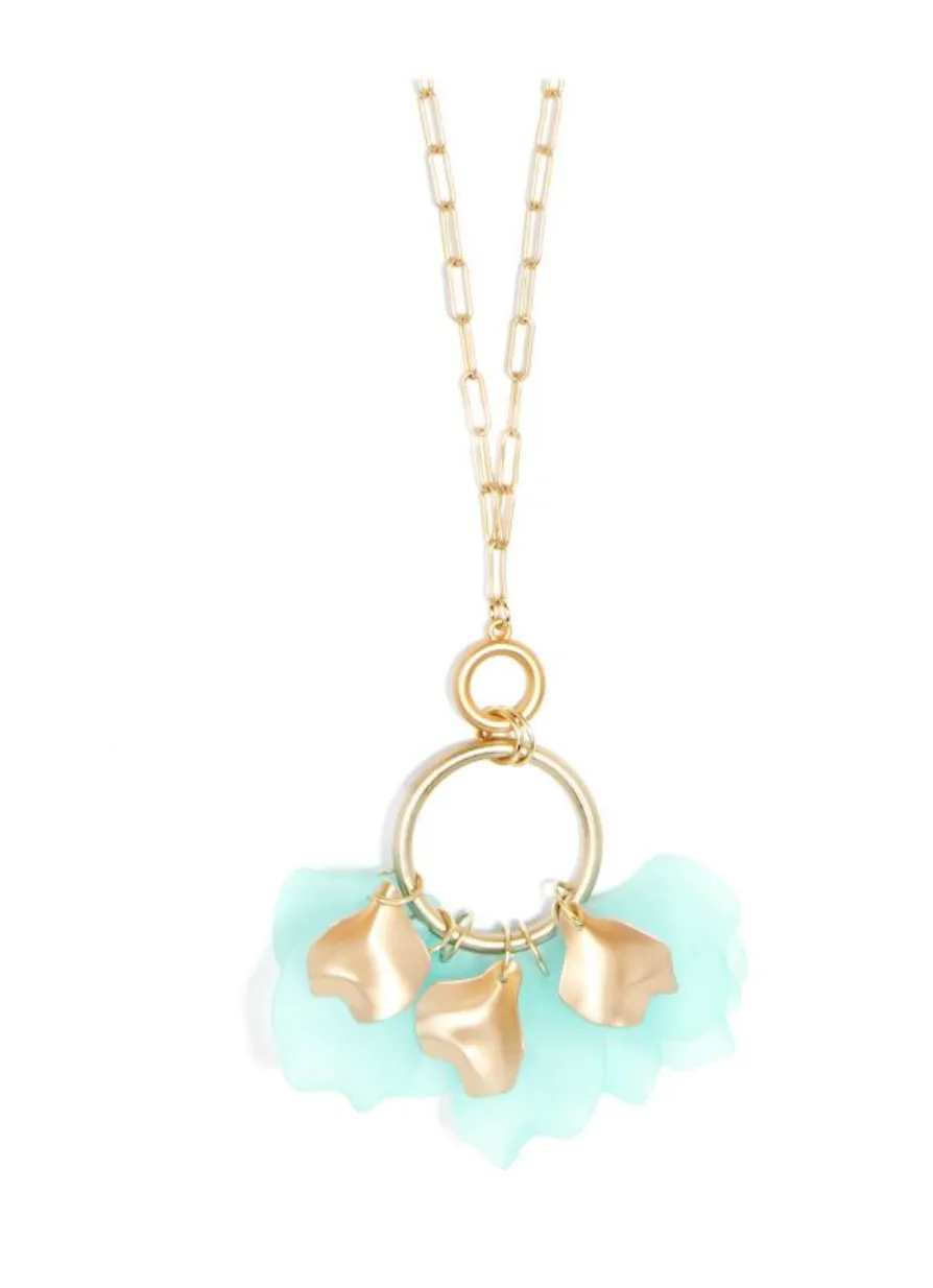 Zenzii Sheer Petals Gold Pendant Necklace