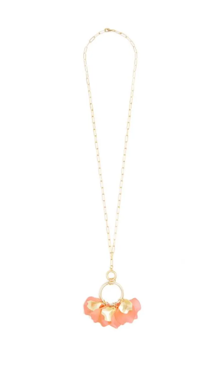 Zenzii Sheer Petals Gold Pendant Necklace