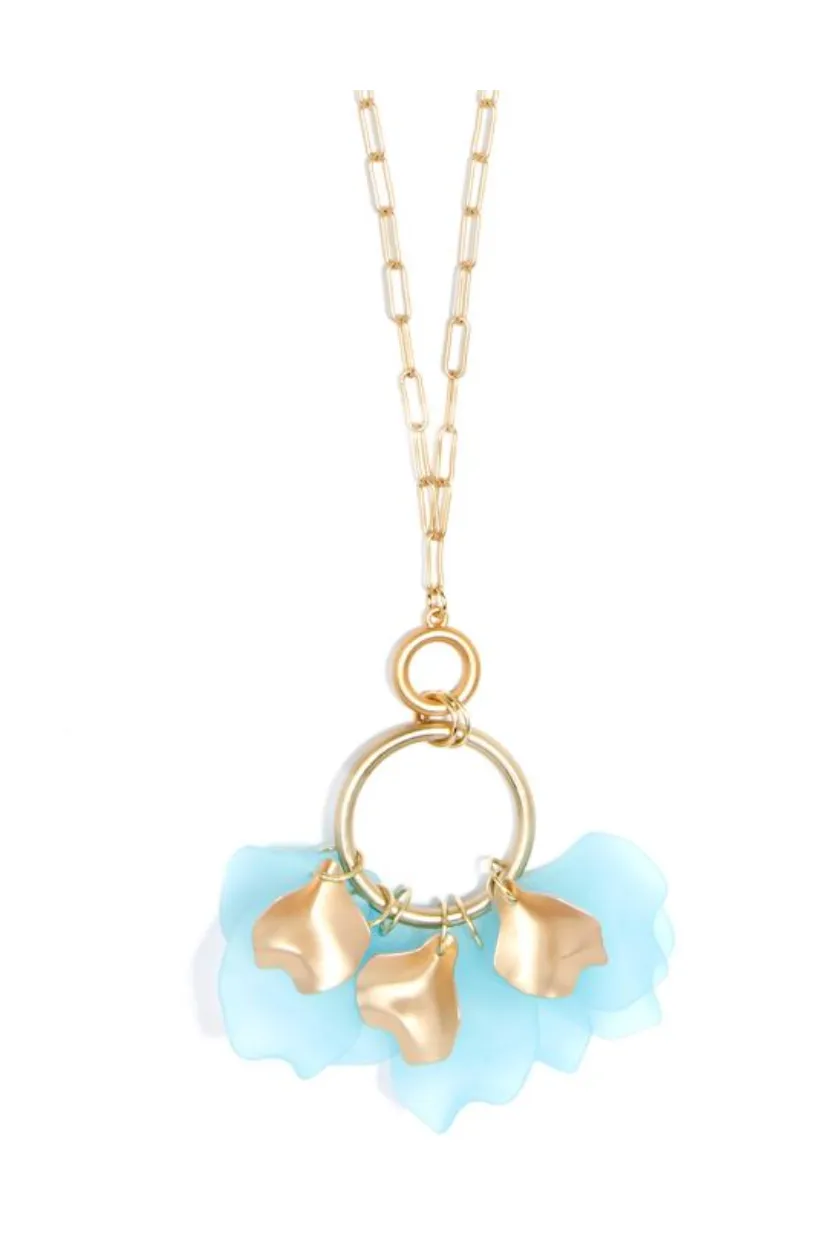 Zenzii Sheer Petals Gold Pendant Necklace