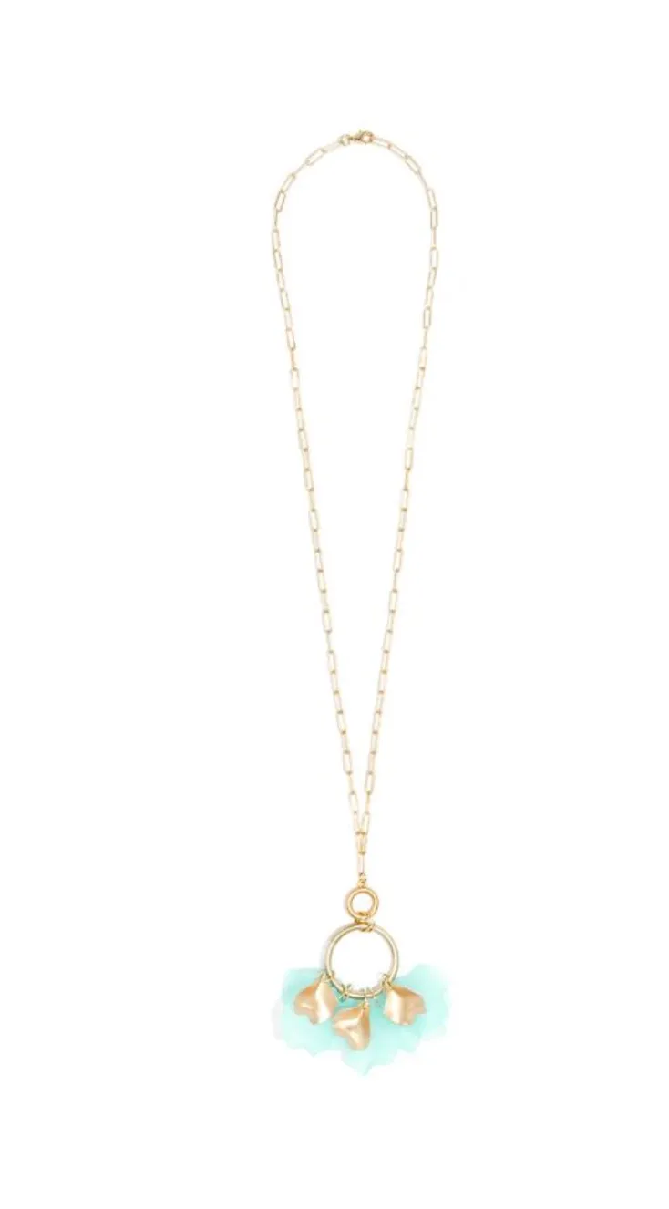 Zenzii Sheer Petals Gold Pendant Necklace